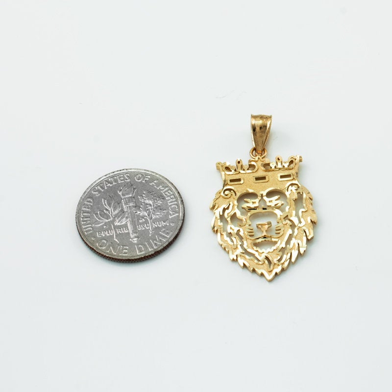 Gold Lion King DC Pendant (small, large, 10k, 14k, yellow, white, rose gold) Karma Blingz