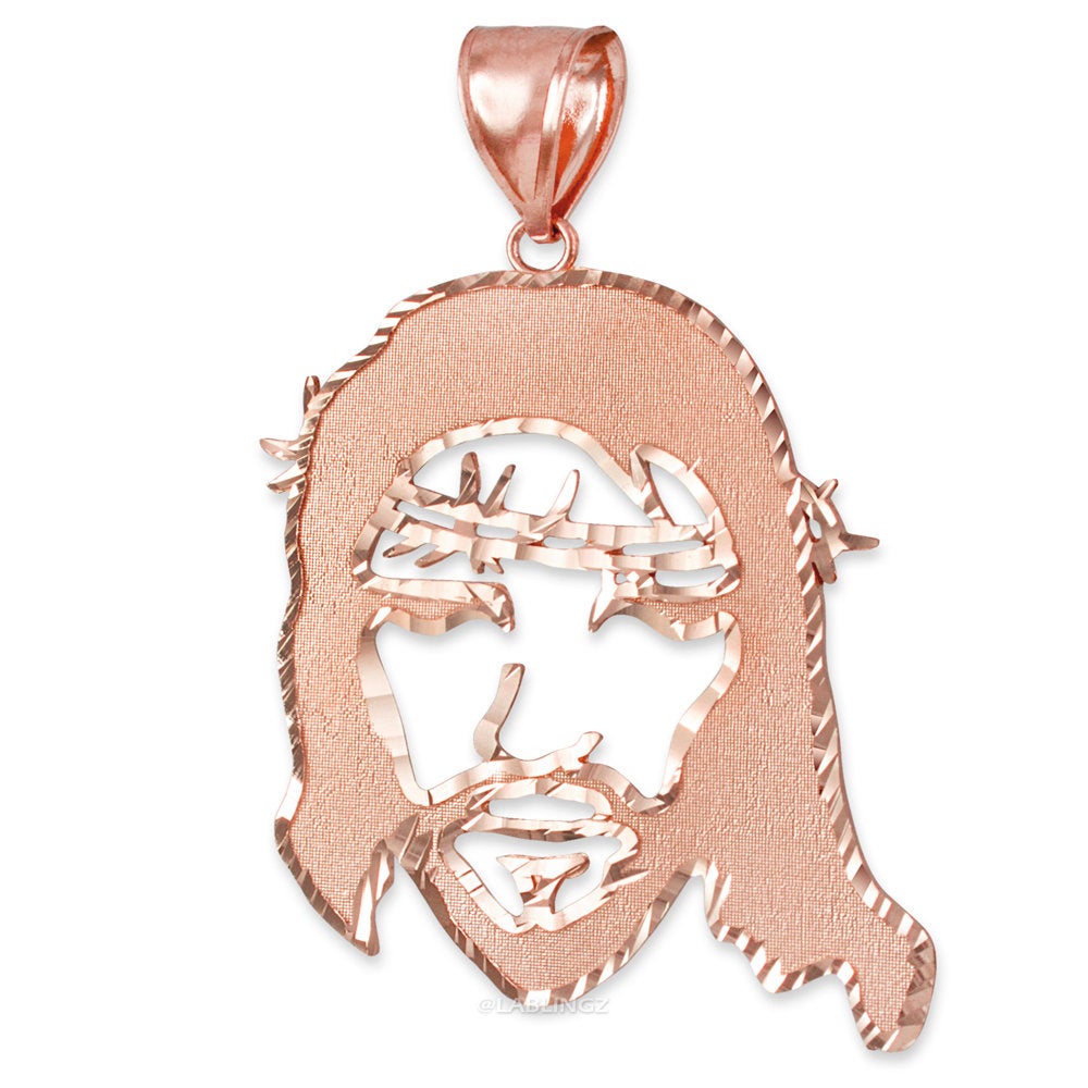Gold Jesus Face DC Pendant (small, medium, large, 10k, 14k, yellow, white, rose gold) Karma Blingz