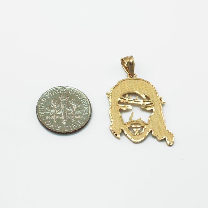 Gold Jesus Face DC Pendant (small, medium, large, 10k, 14k, yellow, white, rose gold) Karma Blingz