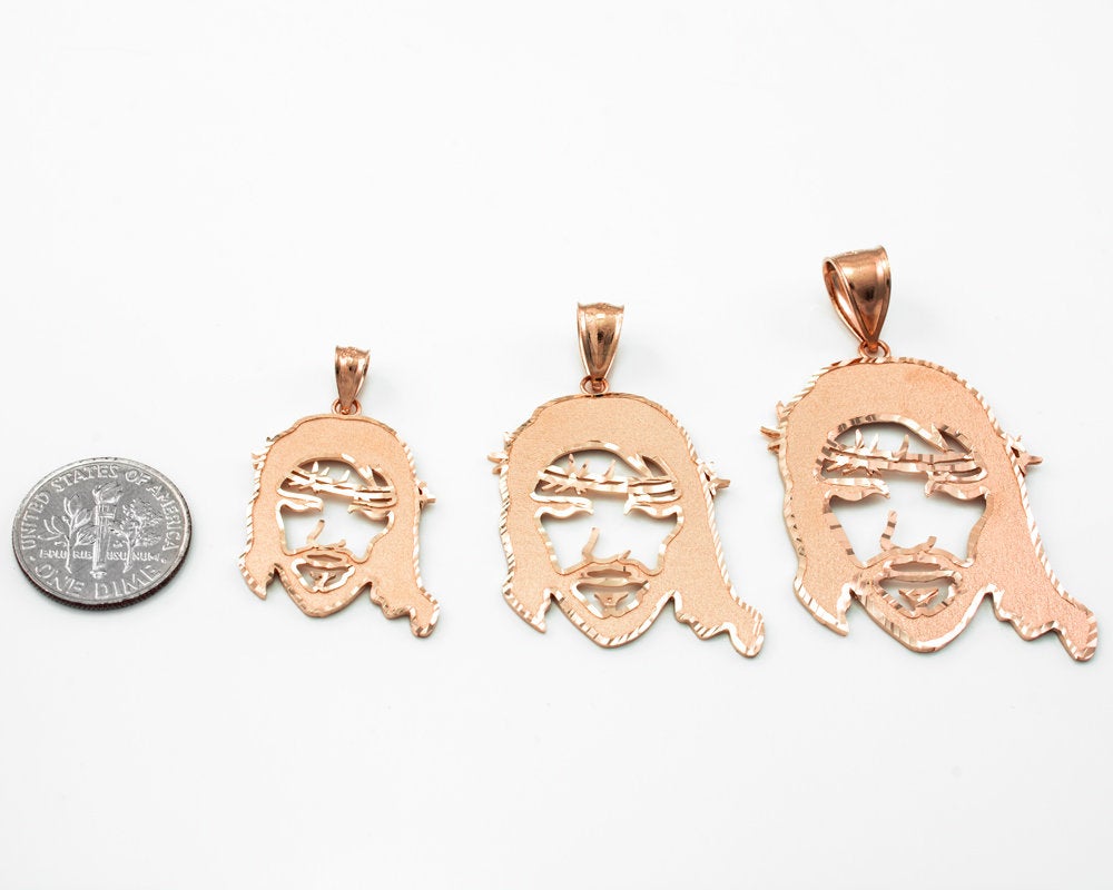 Gold Jesus Face DC Pendant (small, medium, large, 10k, 14k, yellow, white, rose gold) Karma Blingz