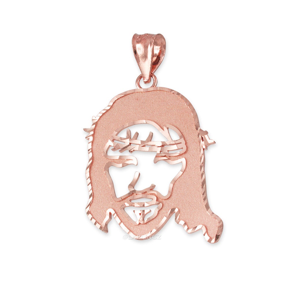 Rose Gold Jesus Face DC Charm Necklace (10k, 14k,) Karma Blingz