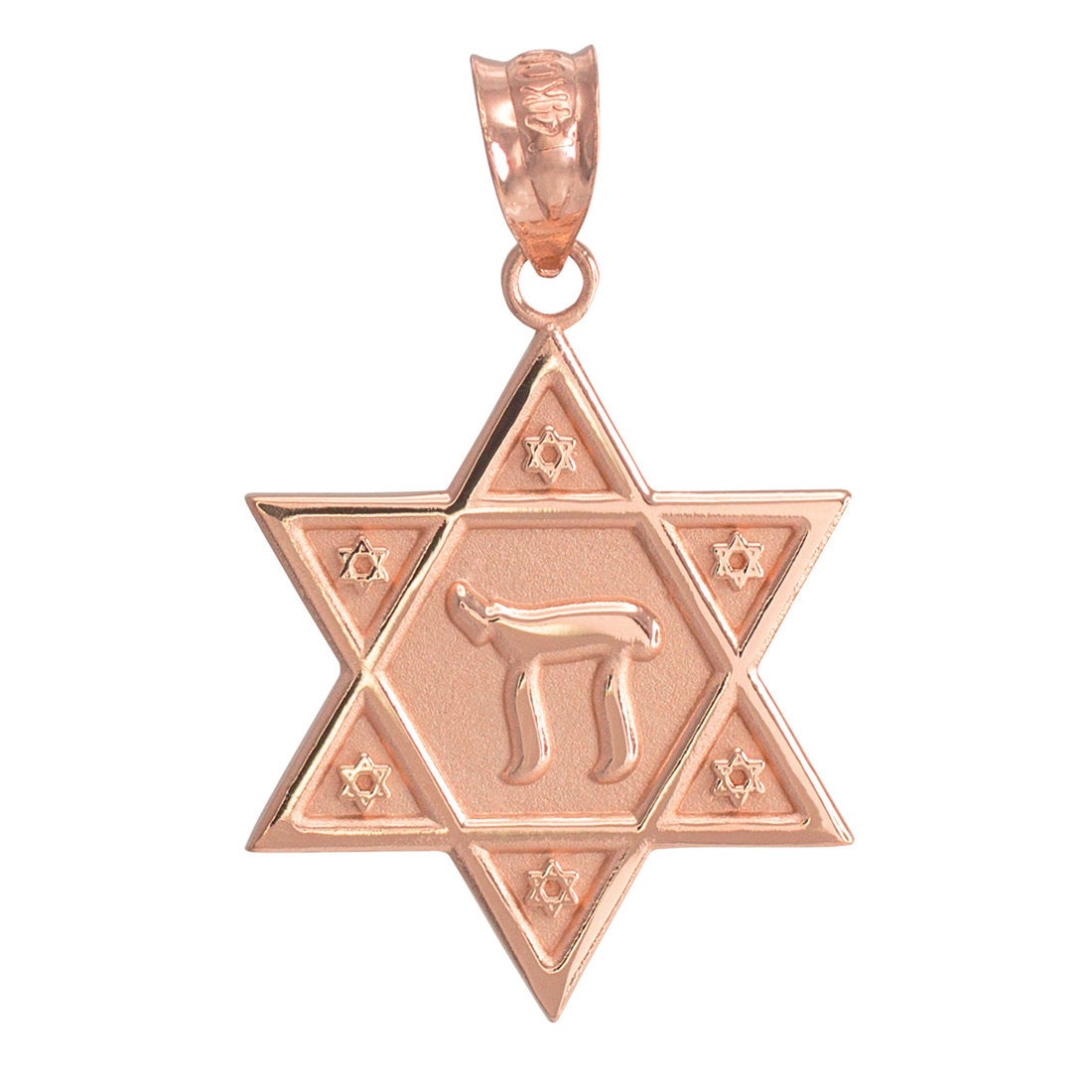 Gold Star of David Chai Pendant Necklace (yellow, white, rose gold, 10k, 14k) Karma Blingz
