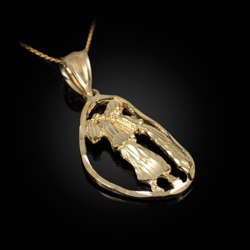 Gold Aquarius Zodiac Sign DC Pendant Necklace (yellow, white, rose gold, 10K, 14K) Karma Blingz
