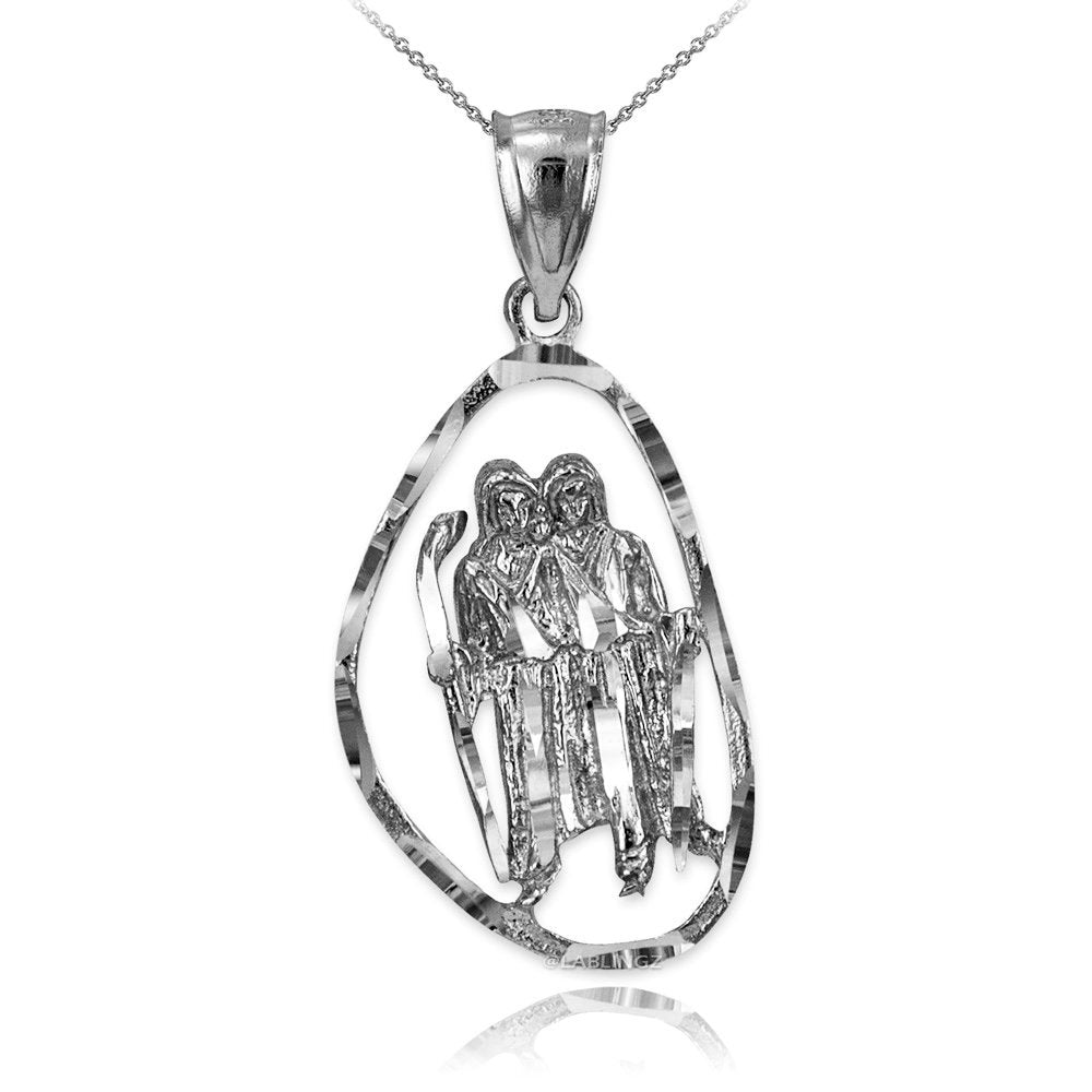 Gold Gemini Zodiac Sign DC Pendant Necklace (yellow, white, rose gold, 10K, 14K) Karma Blingz