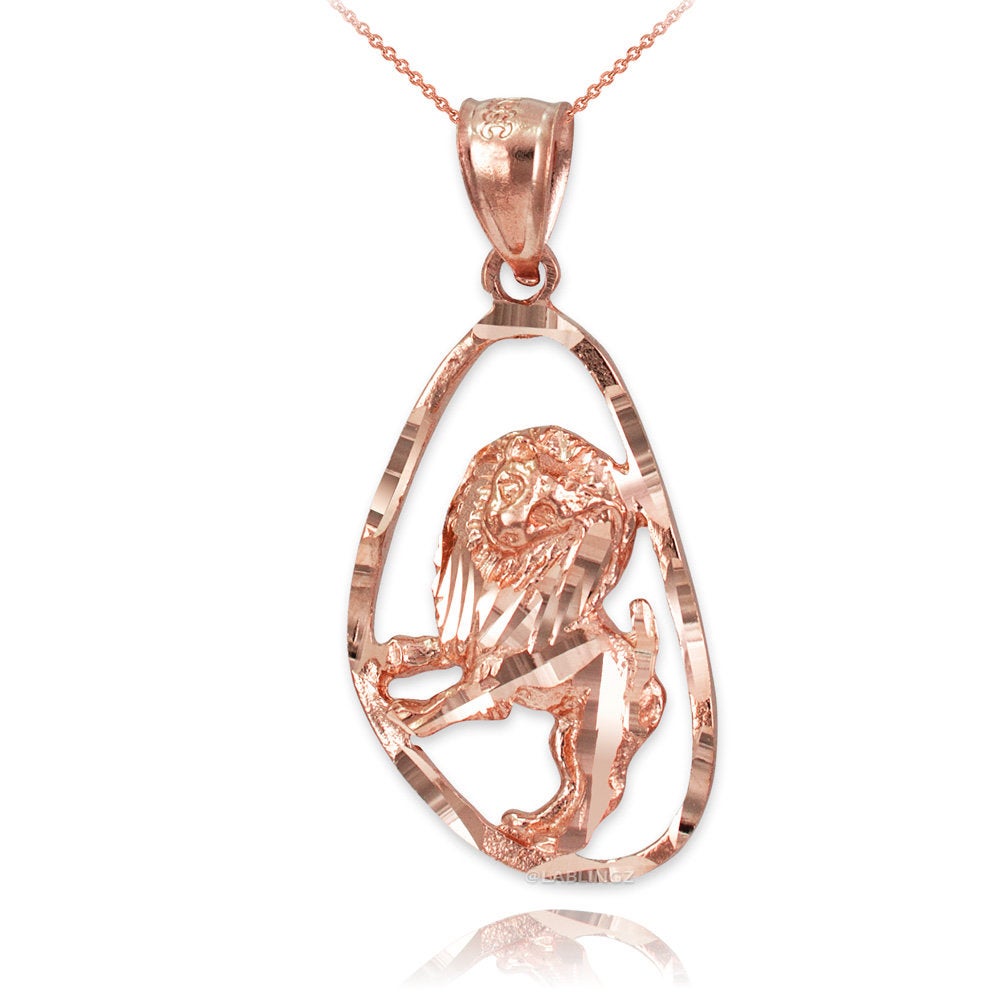 Gold Leo Zodiac Sign DC Pendant Necklace (yellow, white, rose gold, 10K, 14K) Karma Blingz