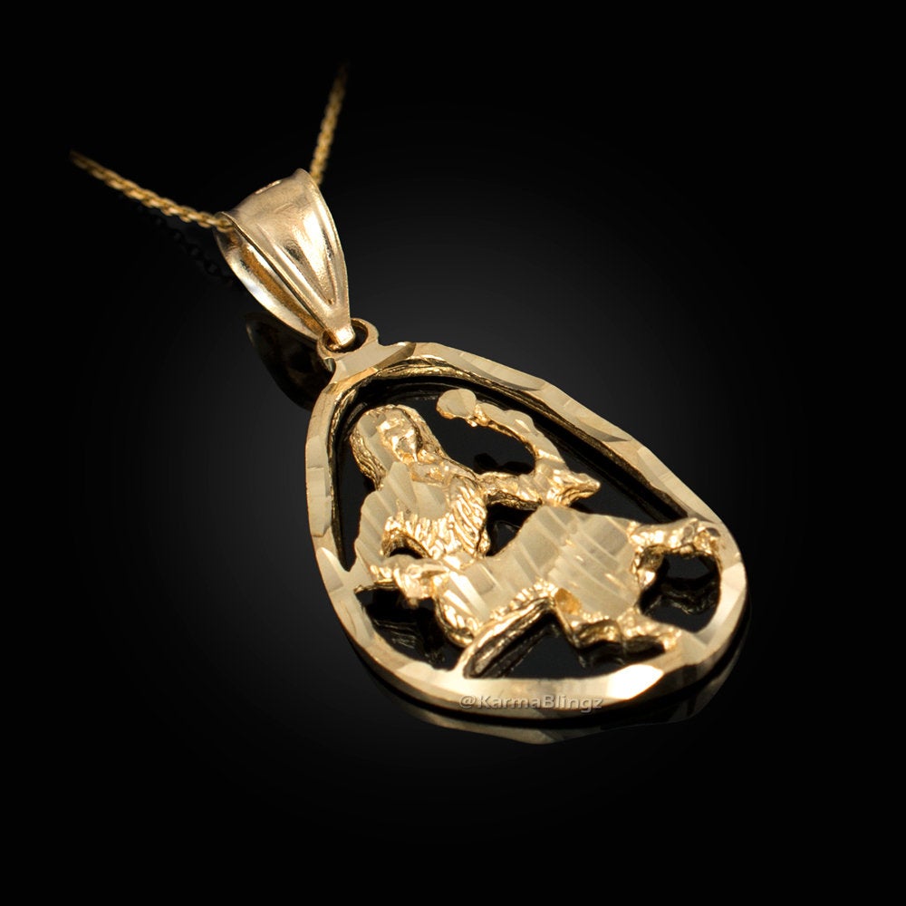 Gold Virgo Zodiac Sign DC Pendant Necklace (yellow, white, rose gold, 10K, 14K) Karma Blingz