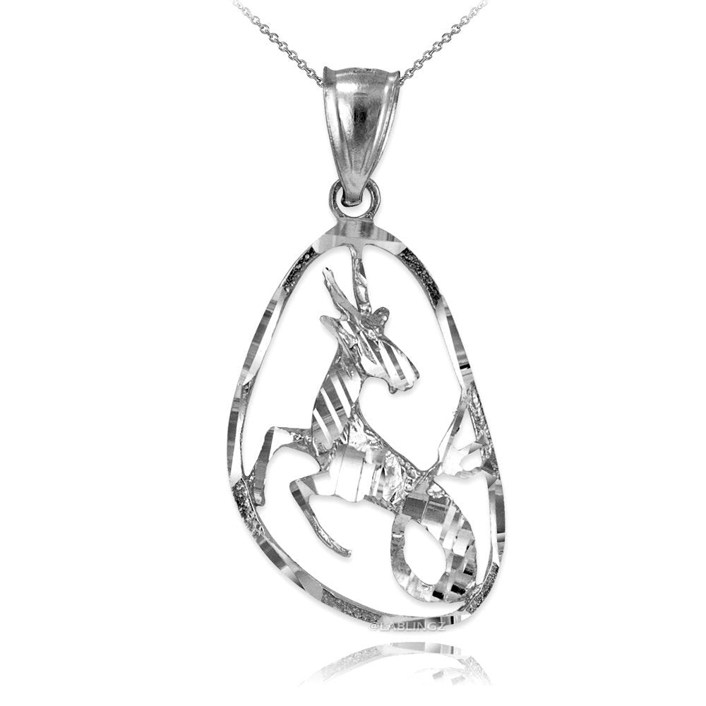 Gold Capricorn Zodiac Sign DC Pendant Necklace (yellow, white, rose gold, 10K, 14K) Karma Blingz
