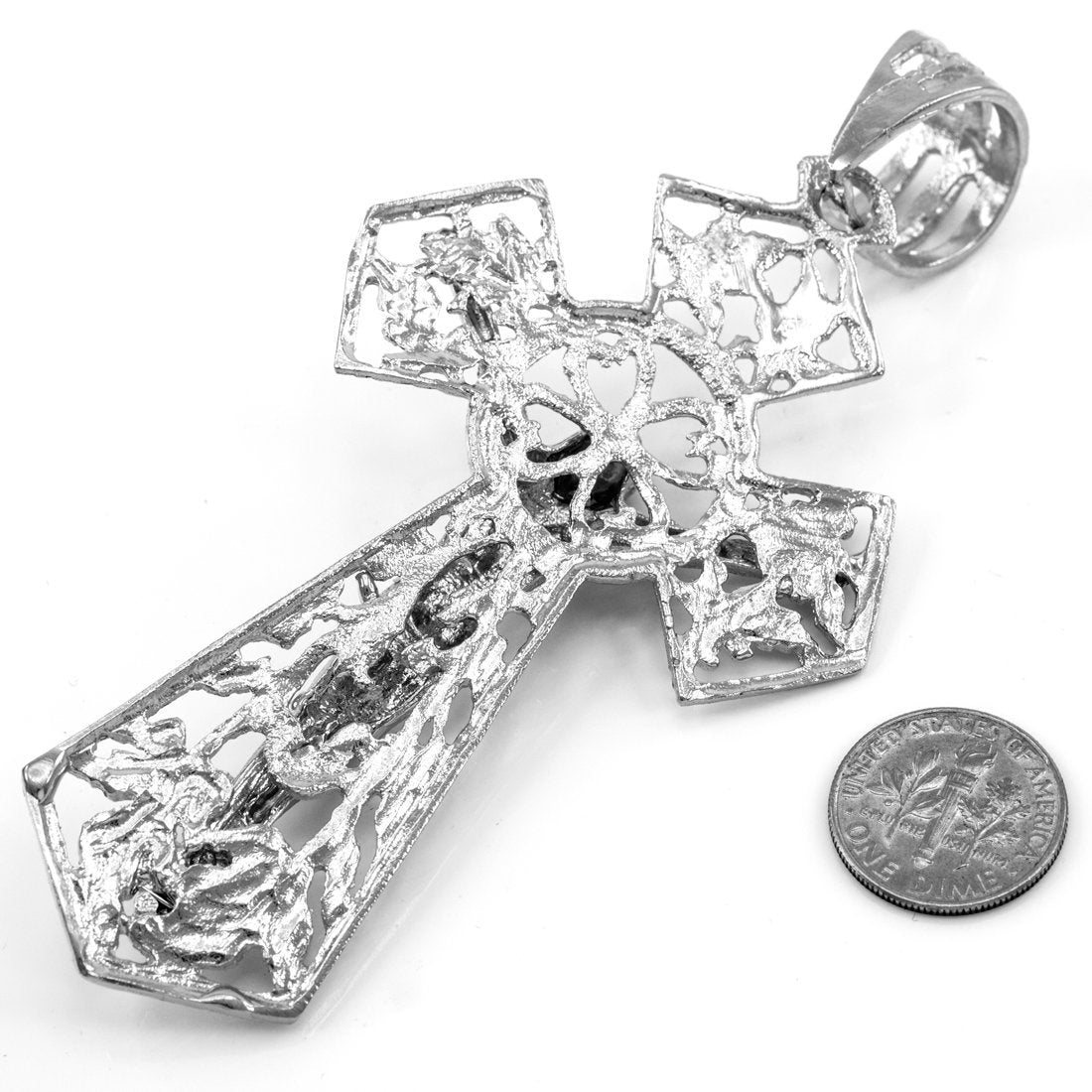 Sterling Silver Mens Extra Large Crucifix Cross DC Pendant Karma Blingz