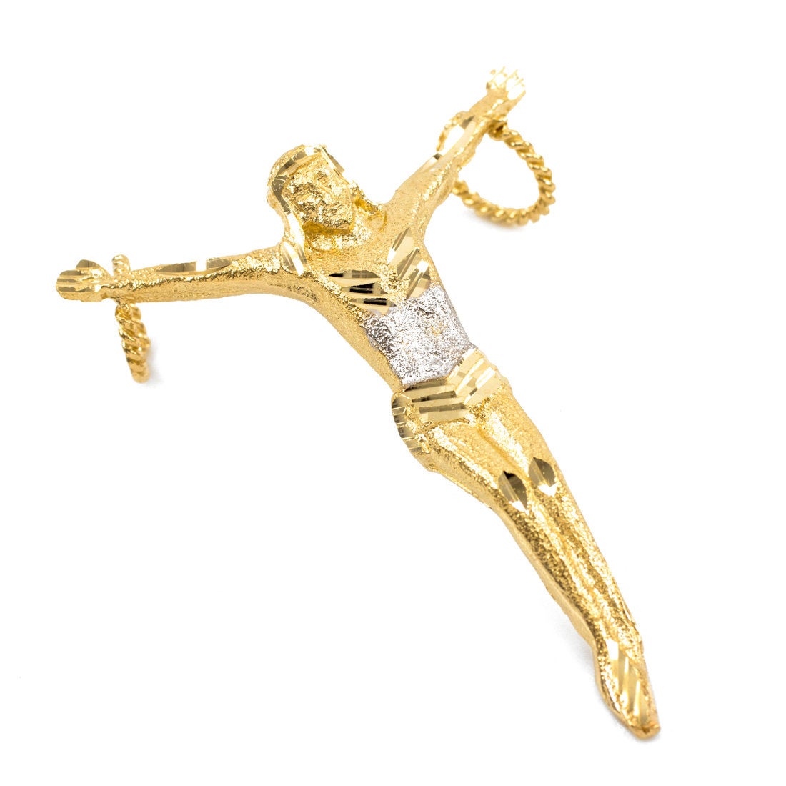 Gold Crossless Crucifix Mens Large DC Jesus Christ Pendant (yellow, white, rose gold, 10k, 14k) Karma Blingz