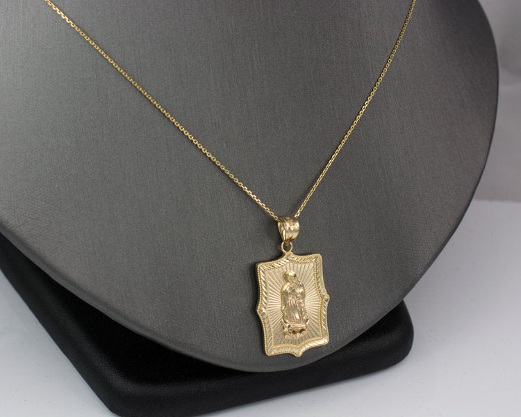 Our Lady of Guadalupe Yellow Gold DC Pendant Necklace (10k, 14k) Karma Blingz