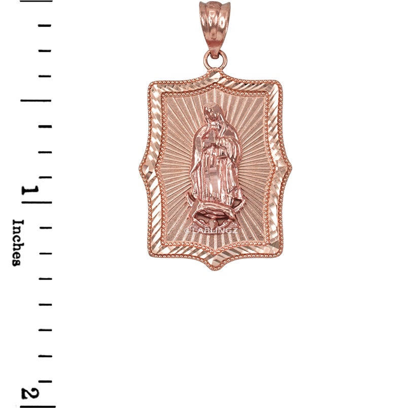 Our Lady of Guadalupe Rose Gold DC Pendant Necklace (10k, 14k) Karma Blingz