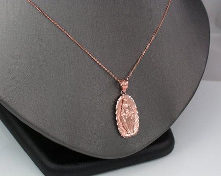 Rose Gold Lady Guadalupe DC Pendant Necklace (10k, 14k) Karma Blingz