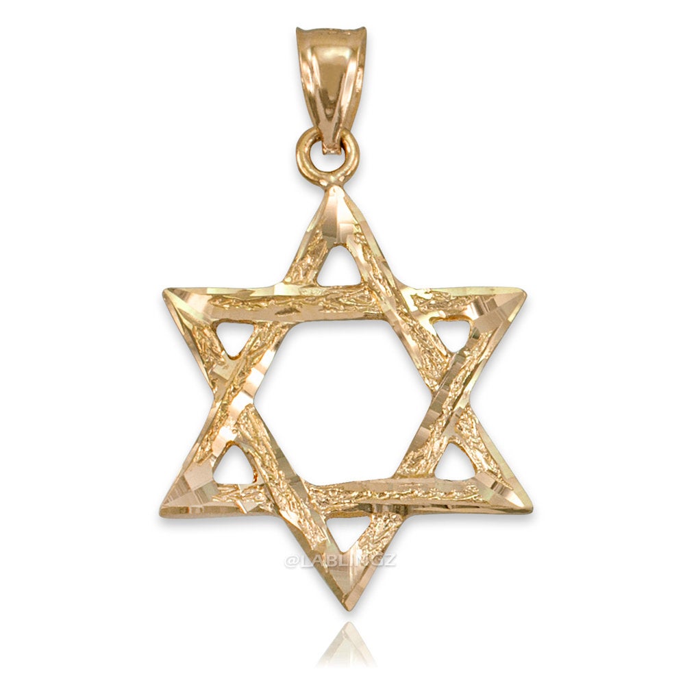 Gold Jewish Star of David DC Pendant (14K, 10K, yellow, white, rose gold) Karma Blingz
