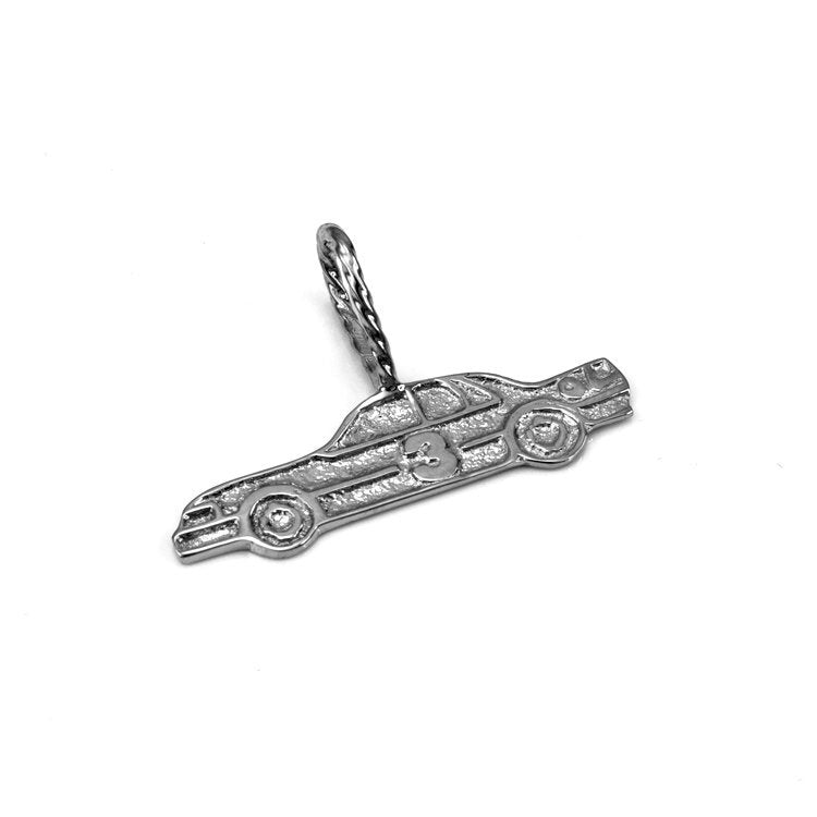 Gold Textured Race Car #3 Charm Pendant (yellow, white, rose gold, 10k, 14k) Karma Blingz