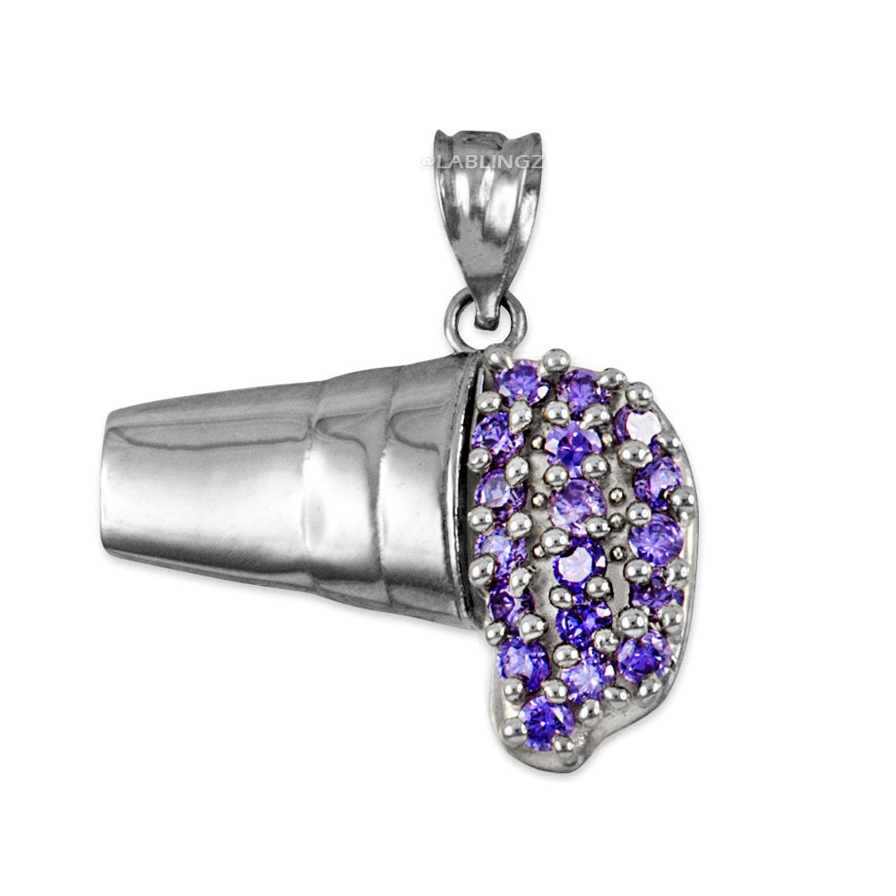 Sterling Silver Purple Drink CZ Pendant Necklace Karma Blingz