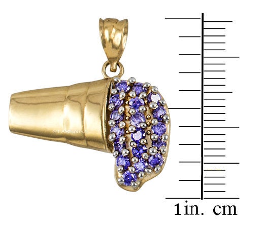 Gold Lean Drink Purple CZ Hip-Hop Pendant Necklace (10K, 14K, yellow, white, rose gold) Karma Blingz