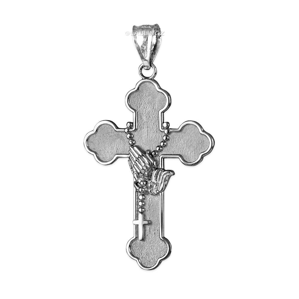 Sterling Silver Rosary Cross Prayer Pendant Necklace Karma Blingz