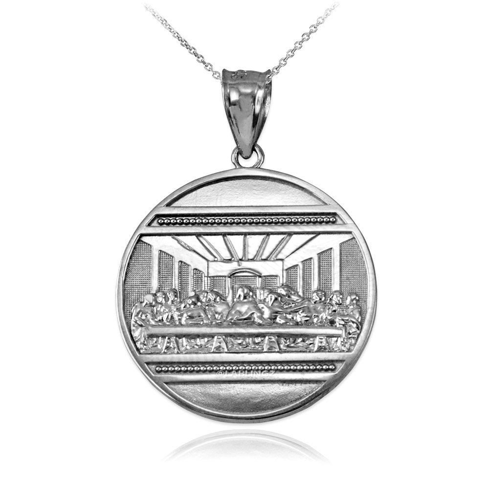 Sterling Silver Last Supper Medallion Pendant Necklace Karma Blingz