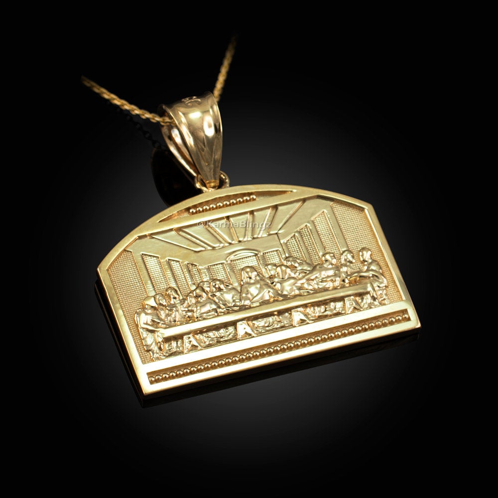 Gold Last Supper Pendant Necklace (10K, 14K, yellow, white, rose gold) Karma Blingz