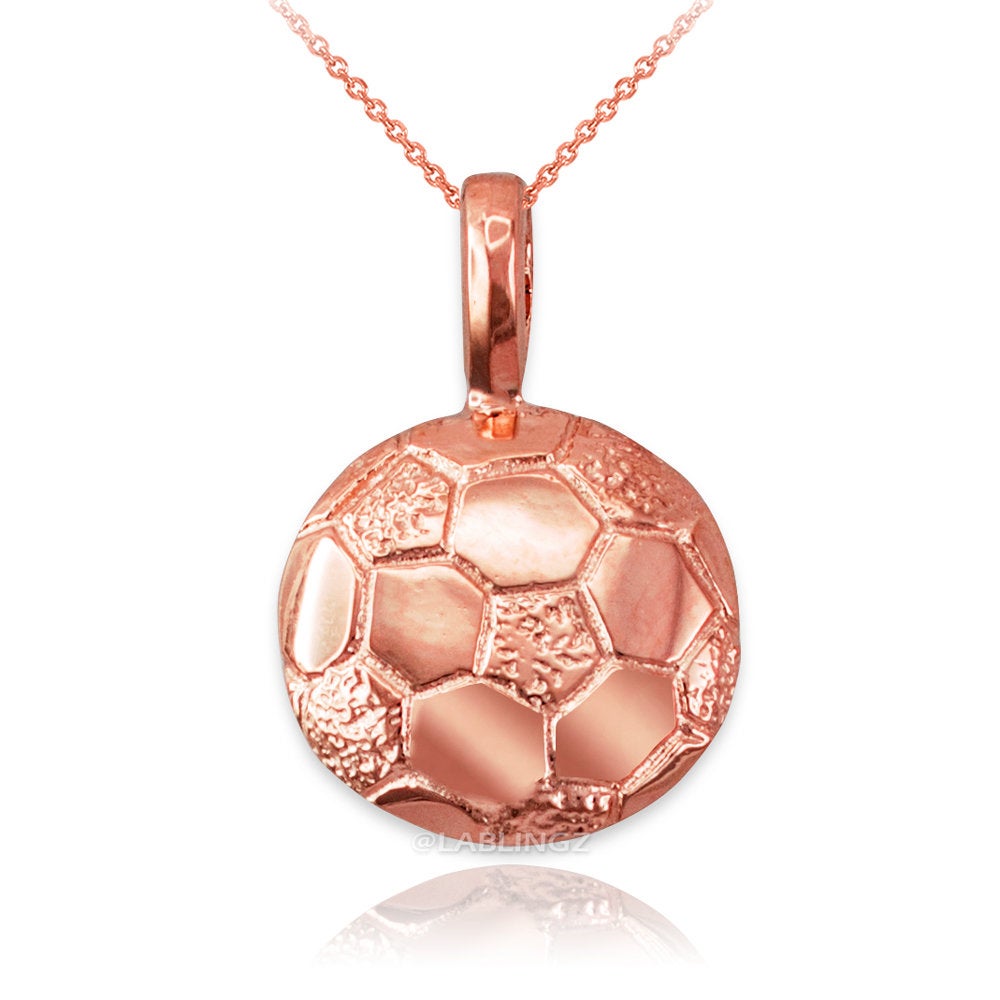 Gold Soccer Ball Pendant Necklace (10K, 14K, yellow, white, rose gold) Karma Blingz