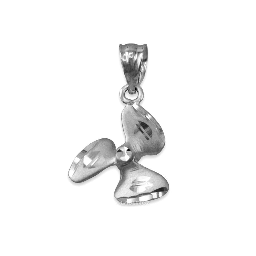 Gold Satin DC Rotor Propeller Charm Necklace (10K, 14K, yellow, white, rose gold) Karma Blingz