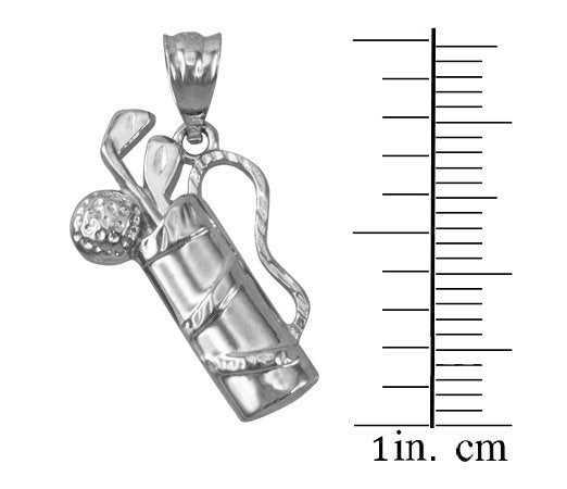 Polished Sterling Silver Golf Bag Pendant Necklace Karma Blingz