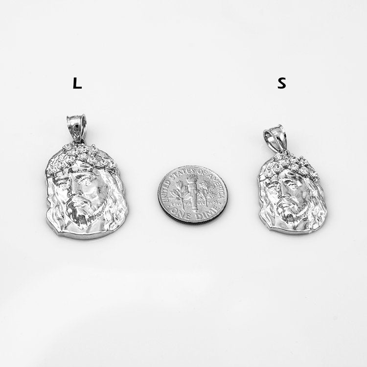 Gold Jesus Face CZ Pendant (small, large, 10k, 14k, yellow, white, rose gold) Karma Blingz