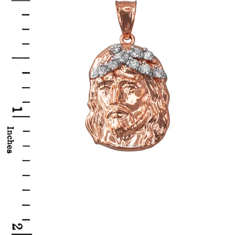 Gold Jesus Face CZ Pendant (small, large, 10k, 14k, yellow, white, rose gold) Karma Blingz