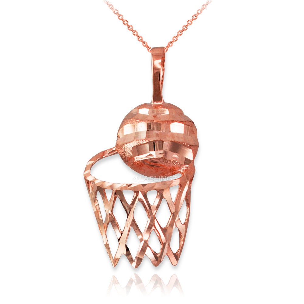 Gold Basketball Hoop DC Pendant Necklace (10K, 14K, yellow, white, rose gold) Karma Blingz
