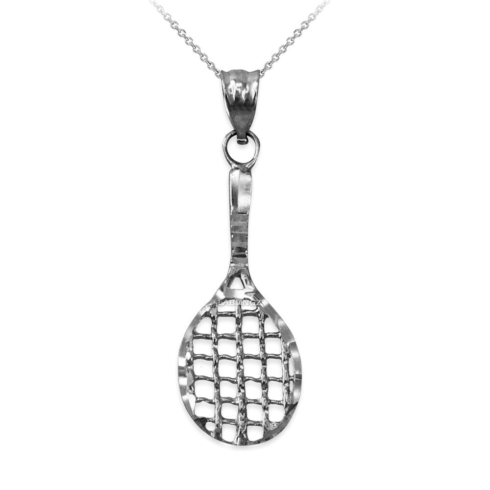 Gold Tennis Racket DC Pendant Necklace (10K, 14K, yellow, white, rose gold) Karma Blingz