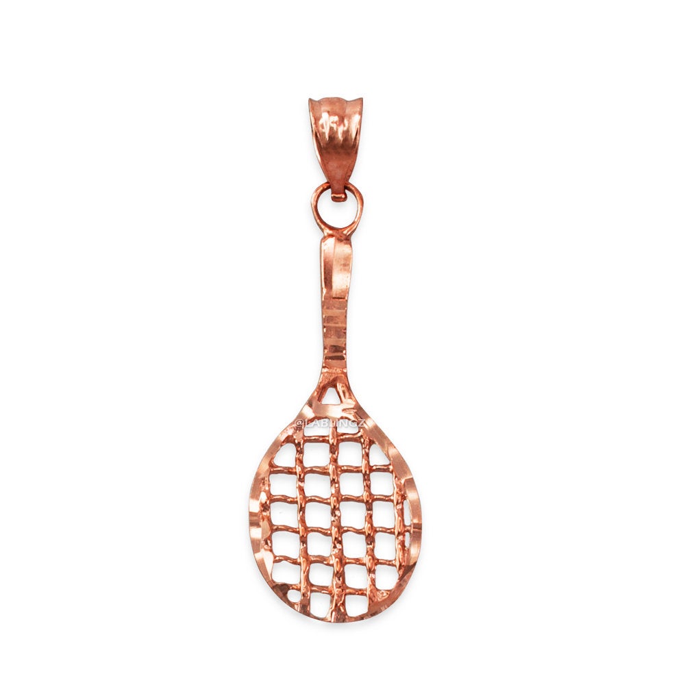 Gold Tennis Racket DC Pendant Necklace (10K, 14K, yellow, white, rose gold) Karma Blingz