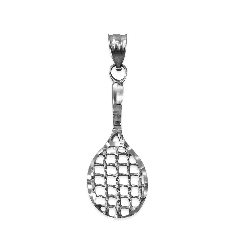 Sterling Silver Tennis Racket DC Pendant Necklace Karma Blingz