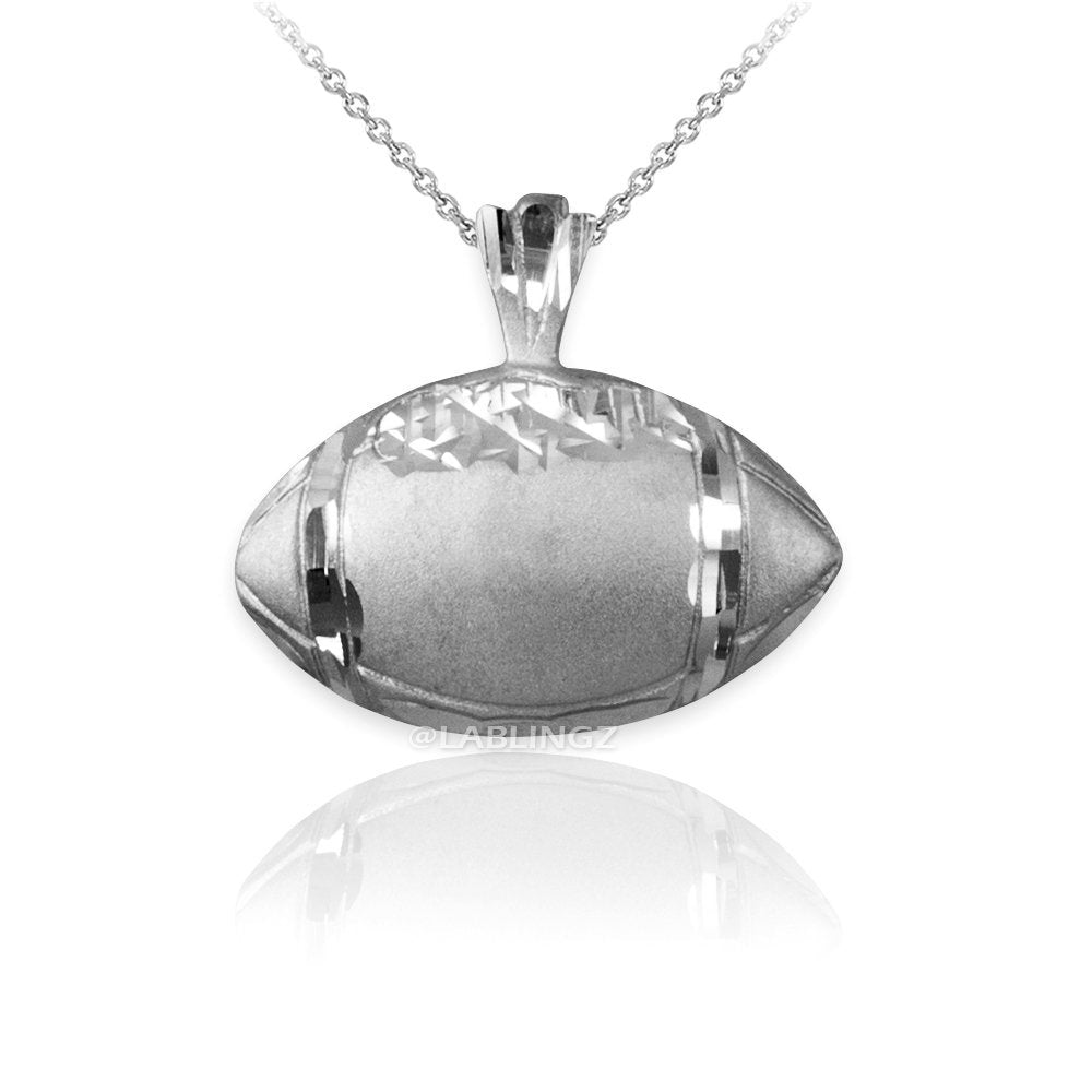 Sterling Silver Satin DC American Football Pendant Necklace Karma Blingz