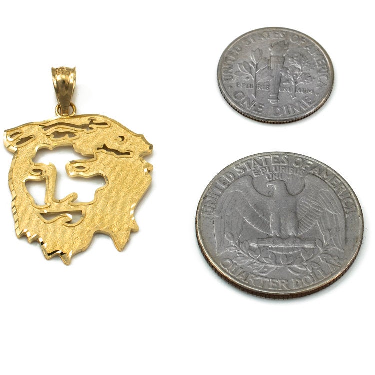 Gold Jesus Face DC Charm Necklace (10K, 14K, yellow, white, rose gold) Karma Blingz