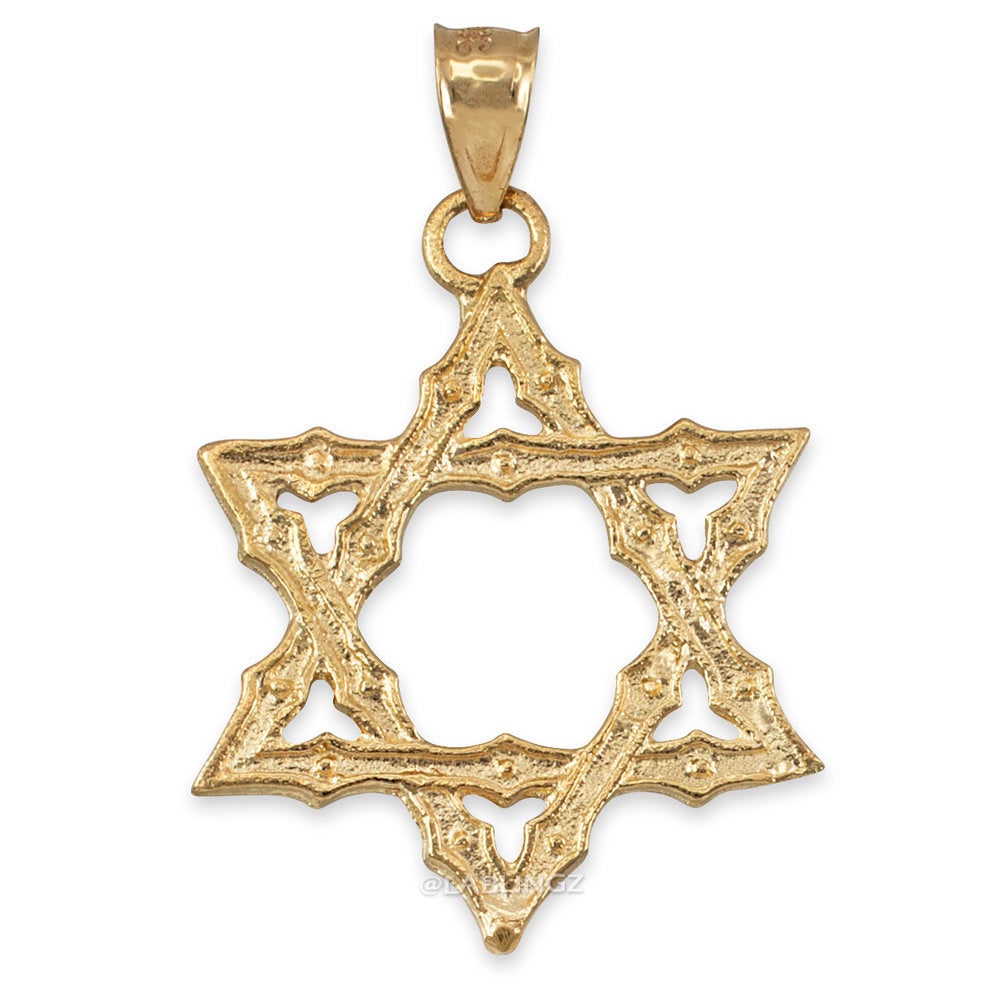 Gold Jewish Star of David Reversible Pendant (14K, 10K, yellow, white, rose gold) Karma Blingz
