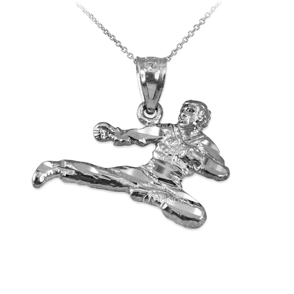 Gold Karate Kick DC Charm Necklace (10K, 14K, yellow, white, rose gold) Karma Blingz