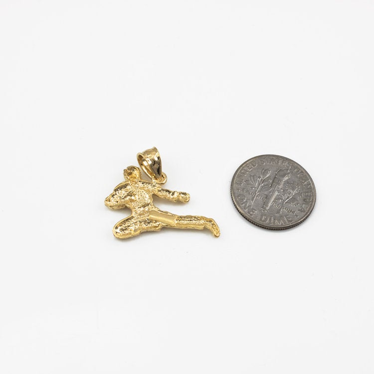 Gold Karate Kick DC Charm Necklace (10K, 14K, yellow, white, rose gold) Karma Blingz