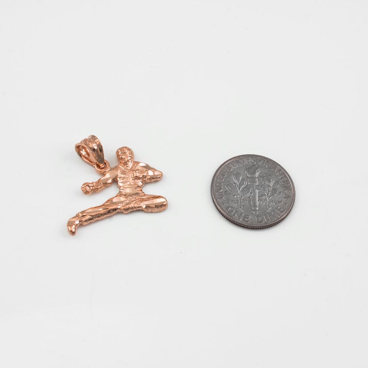 Gold Karate Kick DC Charm Necklace (10K, 14K, yellow, white, rose gold) Karma Blingz