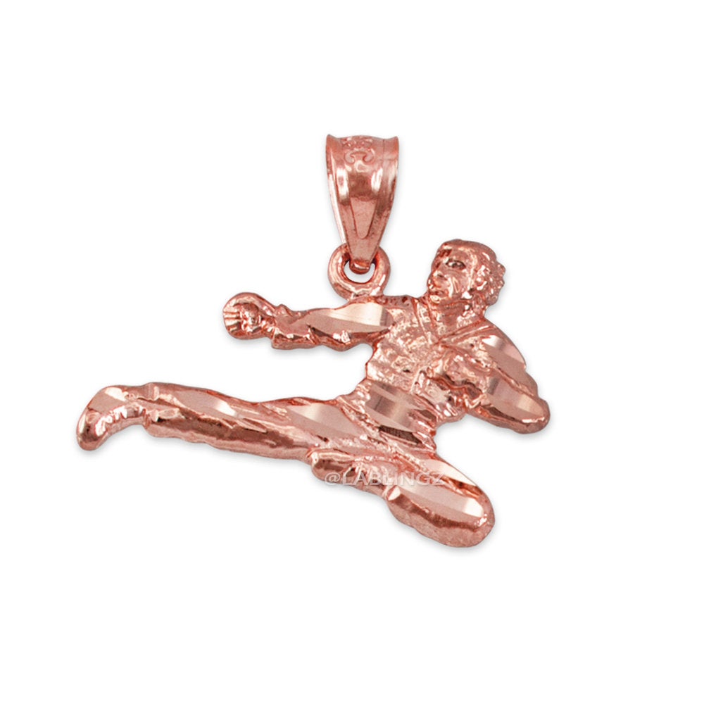 Gold Karate Kick DC Charm Necklace (10K, 14K, yellow, white, rose gold) Karma Blingz