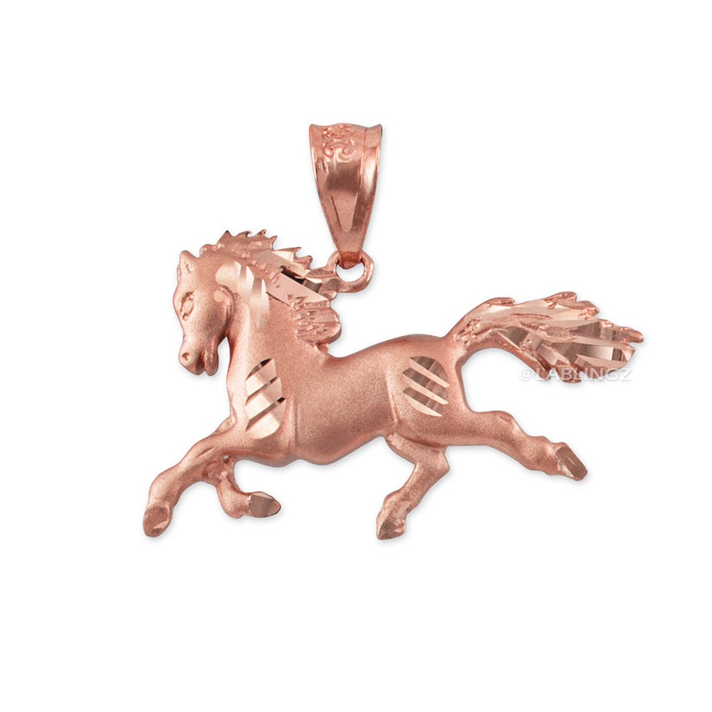 Gold Horse Satin DC Charm Necklace (10K, 14K, yellow, white, rose gold) Karma Blingz