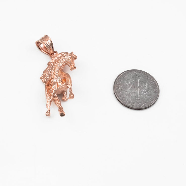 Gold Stallion Horse Satin DC Pendant Necklace (10K, 14K, yellow, white, rose gold) Karma Blingz