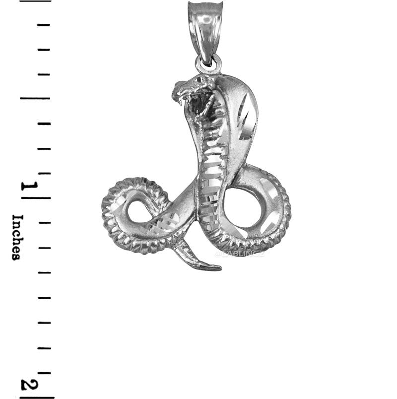 Sterling Silver Cobra Snake Satin DC Pendant Karma Blingz