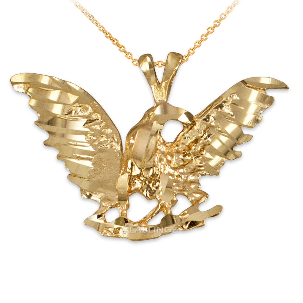 Gold Raven DC Pendant Necklace (10K, 14K, yellow, white, rose gold) Karma Blingz
