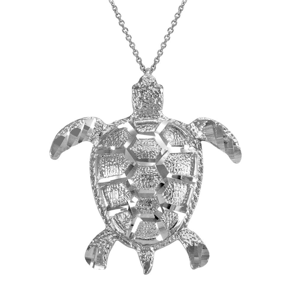 Gold Sea Turtle Pendant Necklace (10K, 14K, yellow, white, rose gold) Karma Blingz