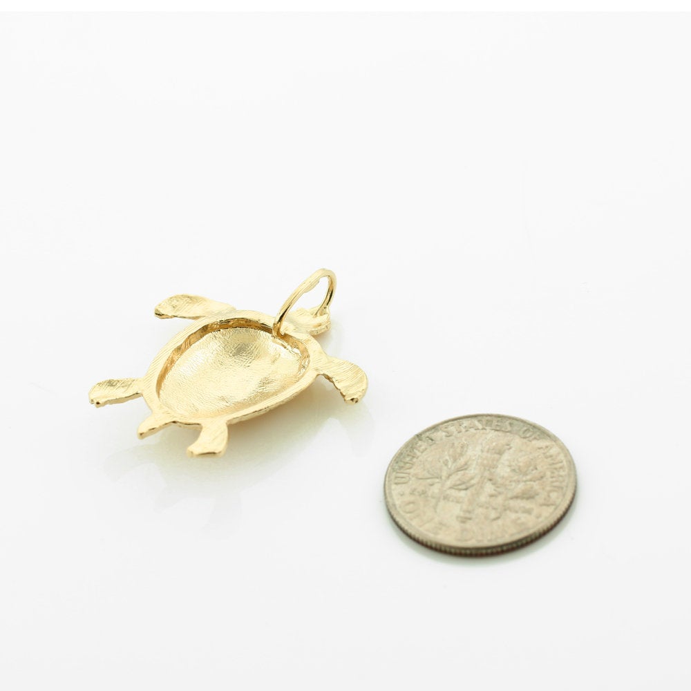 Gold Sea Turtle Pendant Necklace (10K, 14K, yellow, white, rose gold) Karma Blingz