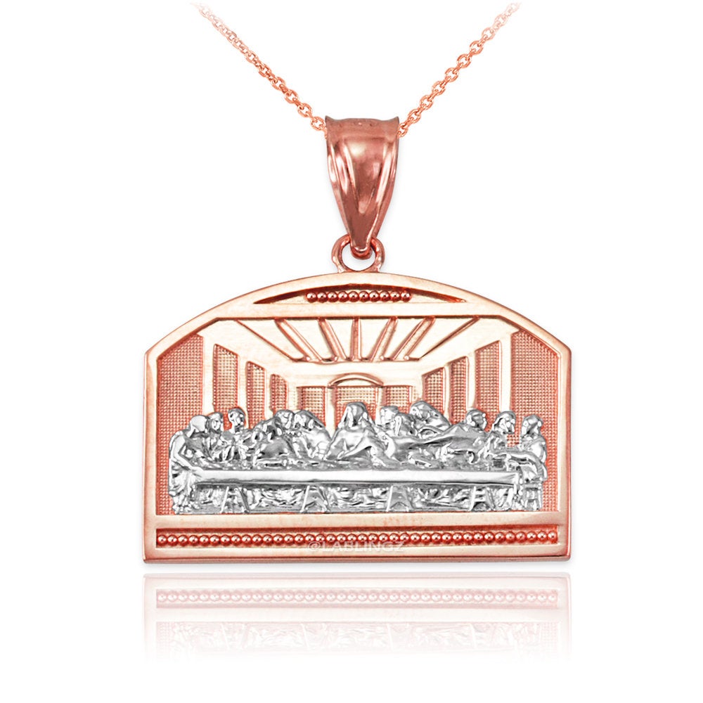 Gold Last Supper Pendant Necklace (10K, 14K, yellow, white, rose gold) Karma Blingz