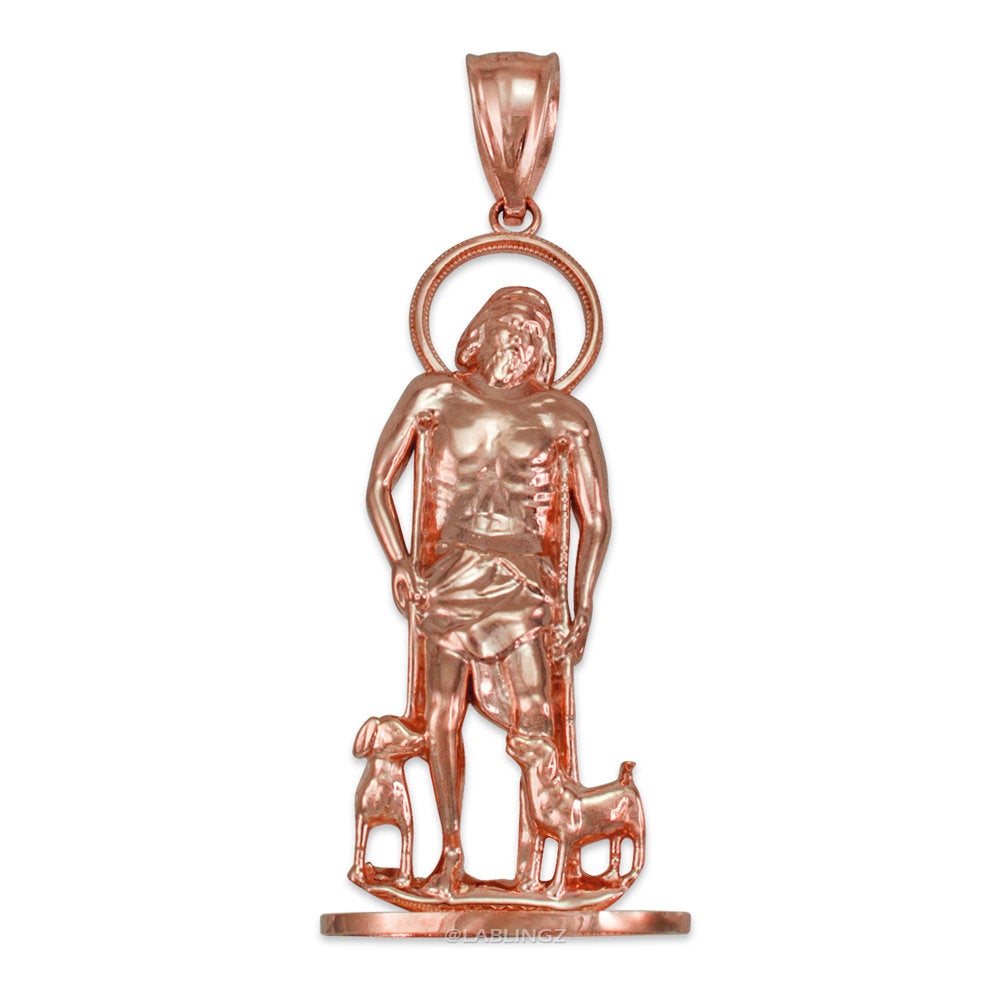Gold St. Lazarus Statuette Pendant (yellow, white, rose gold, 10k, 14k) Karma Blingz