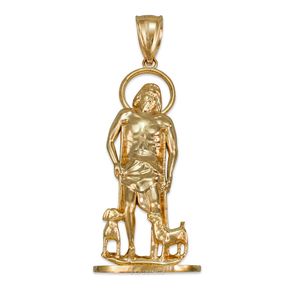 Gold St. Lazarus Statuette Pendant (yellow, white, rose gold, 10k, 14k) Karma Blingz