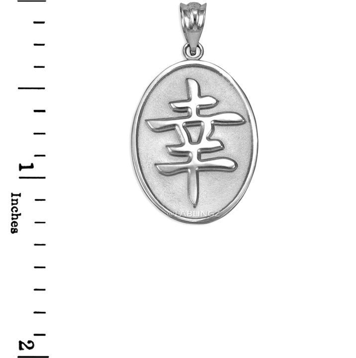Sterling Silver Chinese "Lucky" Symbol Pendant Necklace Karma Blingz