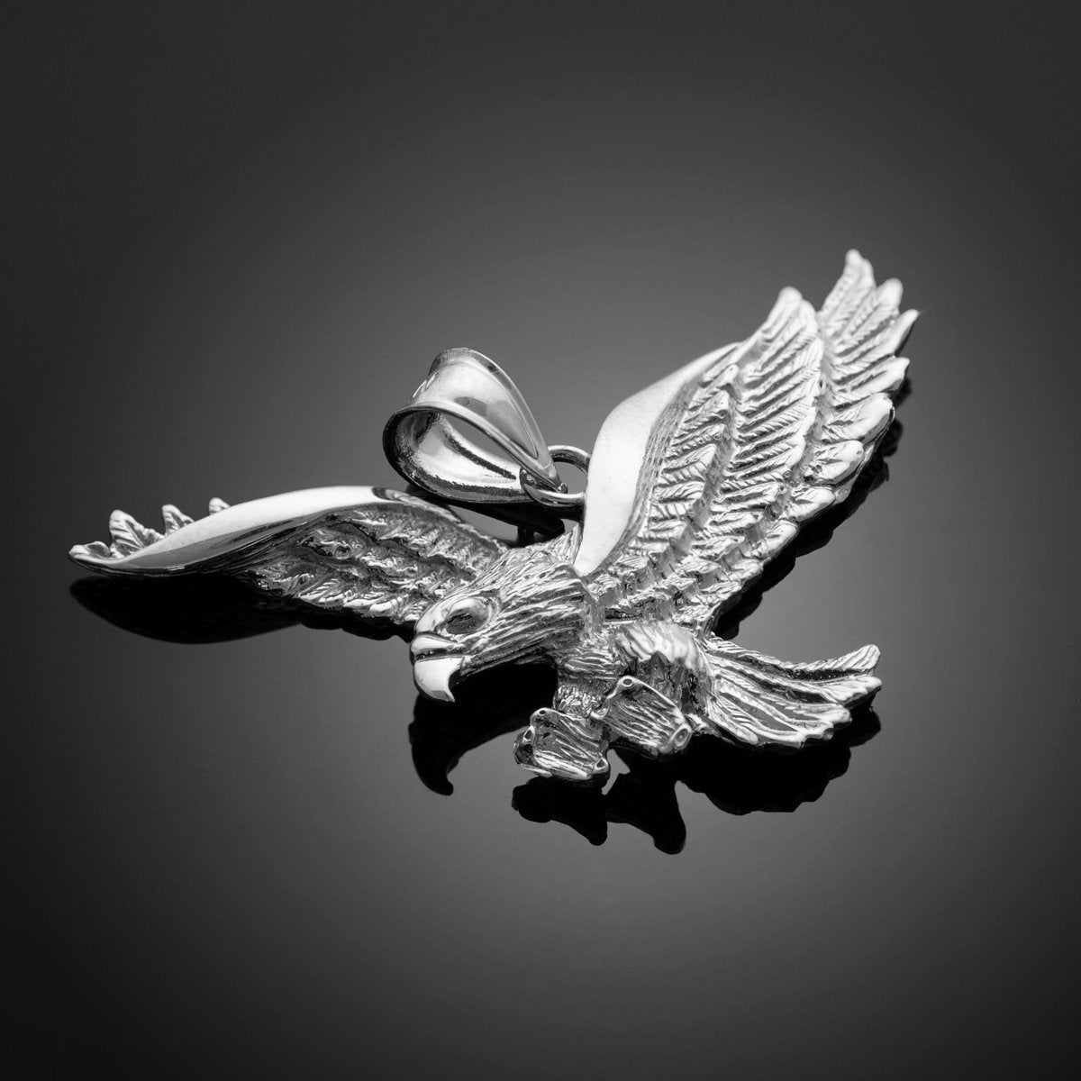 Gold Flying Eagle Pendant (10K, 14K, yellow, white gold) Karma Blingz
